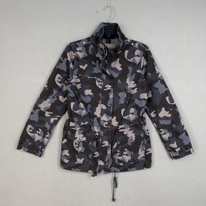 Banana Republic Jacket Womens Small Gray Blue Camo Anorak Utility Ripstop Army